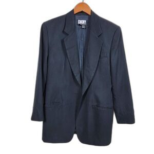 DKNY Blazer Womans Size 6 Black Silk Cotton Blend